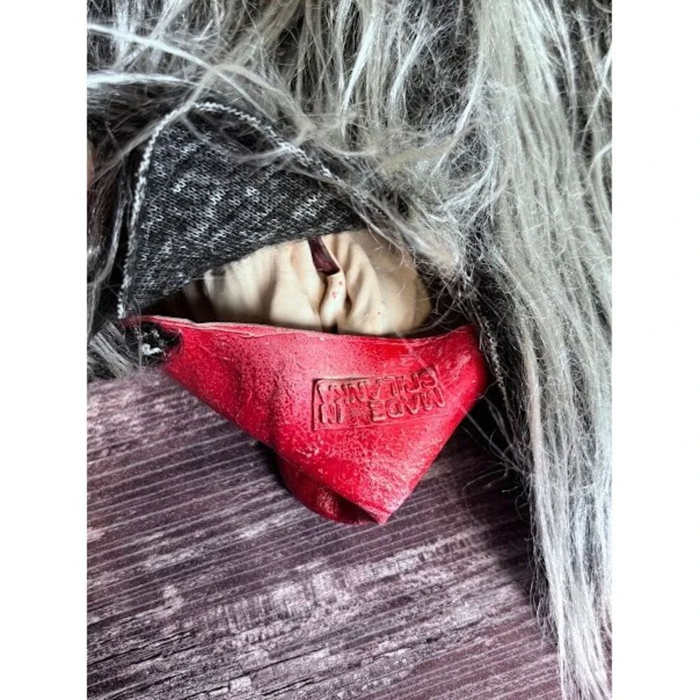 Vintage Red Devil Mask Furry‎ Horned Halloween Costume Party Prop Evil